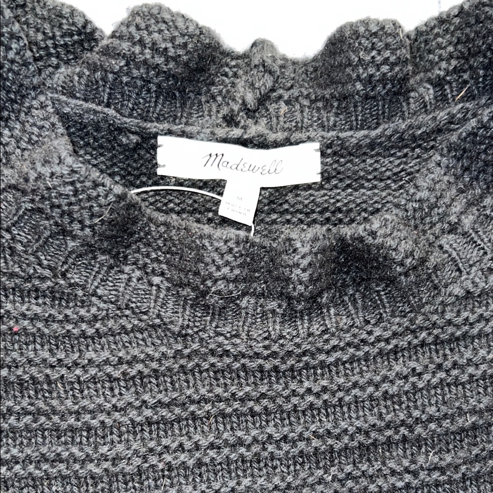 Madewell Textured Deep Navy Crew Neck Sweater - Picture 2 of 6